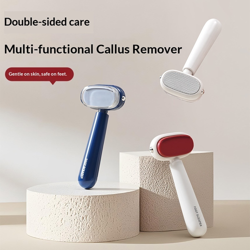 2-in-1 Portable Foot File with Dual Sides, Stainless Steel Blade&Fine Grit Surface Mini Callus Remover for Heel&Dead Skin Paired As One Red And One Blue.