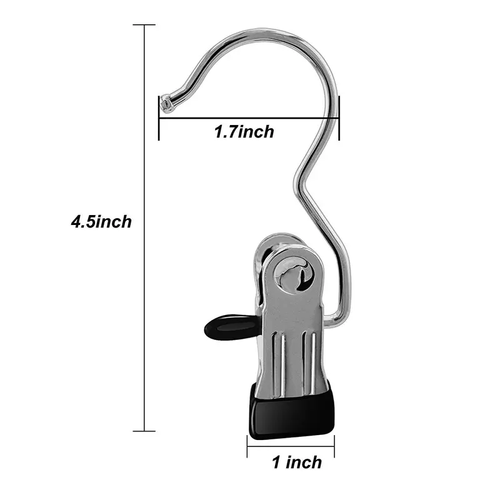 Clips Hangers Stainless Steel Rustproof Space-Saving, 360° Rotating Waterproof Durable Clothespins with Rubber-Coated Tips for Laundry Drying, Closet & Travel Storage, 20 Counts