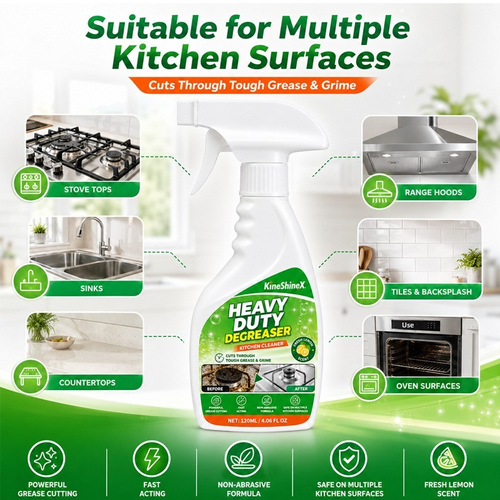 Kitchen Heavy-Grease Cleaner Spray Powerful Oil-Stain Removal Formula Refreshing Lemon Scent Model Two Per Set