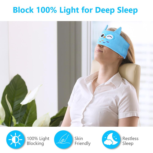 Kids' Sleep Mask Headphones – Bluetooth 5.0 Stereo Music Player with Hands-Free Support – Soft Musical Headband – Sleep Aid