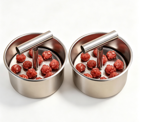 12-Hole Stainless Steel Meatball Maker Kitchen Extruded Meatball Shaper Mold Tool Two Per Set