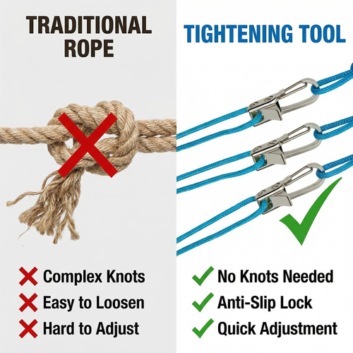 Rope Tightening Tool Tensioner Heavy-Duty Retractable Tie Down Rope for Camping Tarp Hammock Boating & Outdoor Gear Securing Pack of 2 Each With 3-Meter Rope.