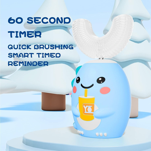 Kids Cartoon U-Shaped Electric Toothbrush Ultrasonic Vibration Magnetic Levitation Motor Quiet Design for Children