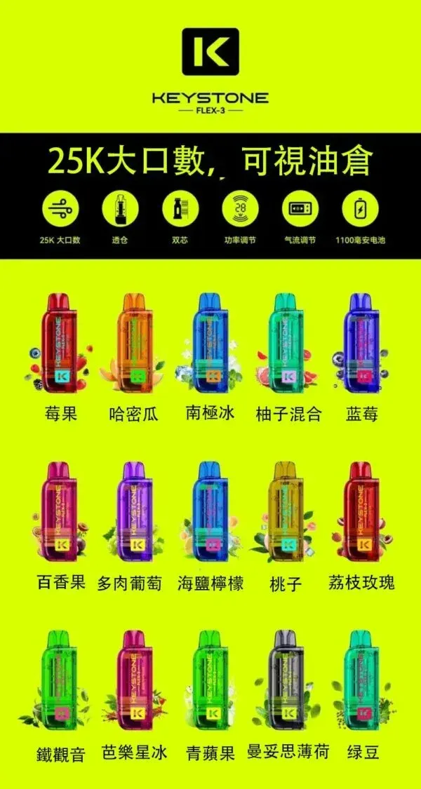 KEYSTONE鑰石 FLEX-3 25000口 可注油 拋棄式電子煙