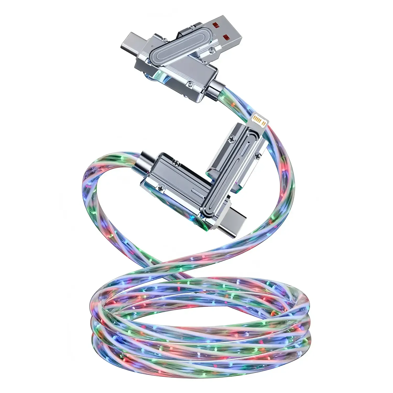 Star Flash Light 540 Degree Rotational Silicone Type-C Fast Charging Cable for iPhone Pixel for Mobile Phones