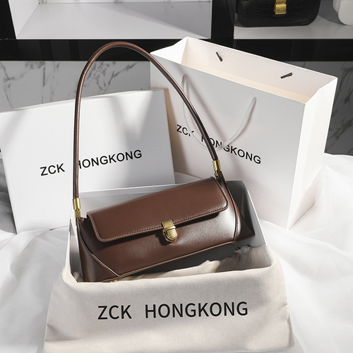 Luxury Ladies Designer Brown Genuine Leather Tote Handbag Minimalist Fashion Casual Shoulder Bag with Custom Logo for Daily Use