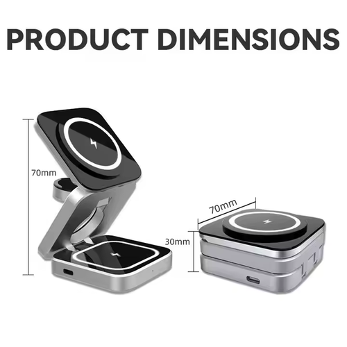 2025New 3 in 1 Foldable 15W Magnetic Wireless Charger for Watch for Airpods for iPhone for Samsung Multifunction Wireless Charging Stand