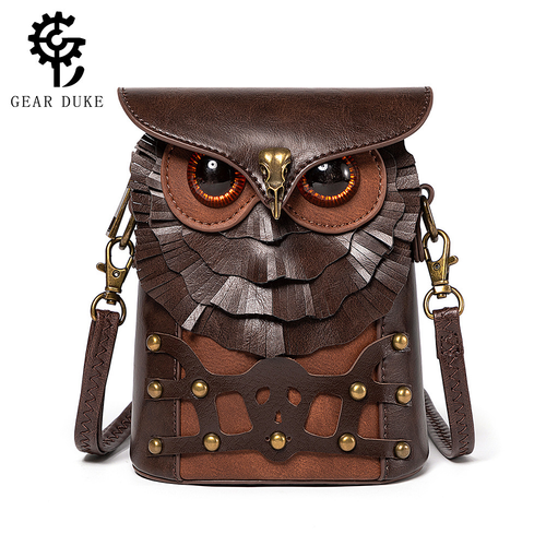 Latest Design Creative Vintage PU Owl Shoulder Bag Medieval Steampunk Ladies Crossbody Waist Bag