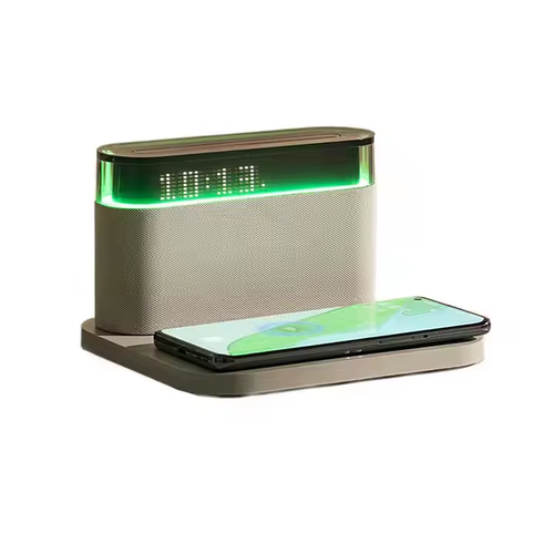 15W Portable Night Light Wireless Charging Alarm BT Speaker, Detachable LED Magnet Charger Music Speaker