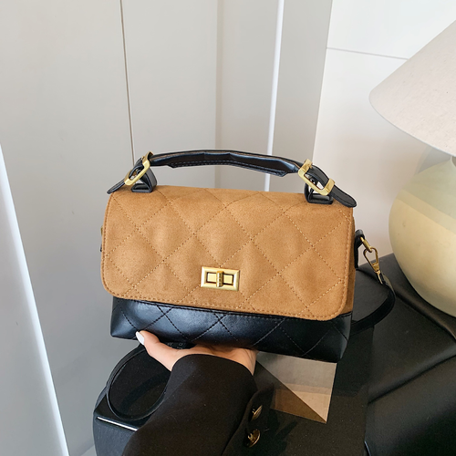 2025 High-End Women's Crossbody for Handbag Frosted Polyester Color Contrast Chain Small Fashion PU Shoulder Bag