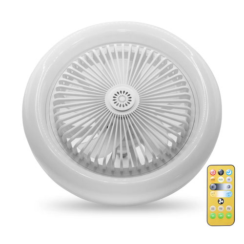 2026New Minifan with Remote Control E27 Screw Fan Light LED White Light Dimming for Household Top Light 85-265V