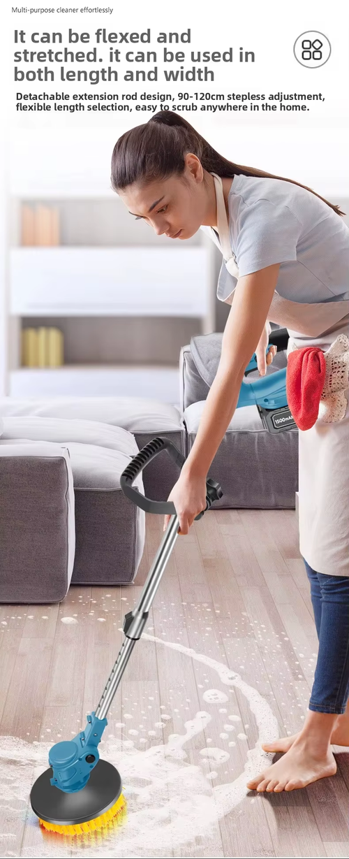 6-in-1 Extendable Electric Cleaning Brush DIY Grade Bathroom Courtyard Sweeper Polishing Snow and Leaf Sweeping Tool