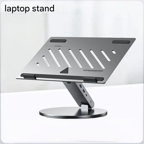 6-in-1 Multi-Function Docking Station with Rotatable & Elevated Cooling Stand – Aluminum Alloy Laptop Stand