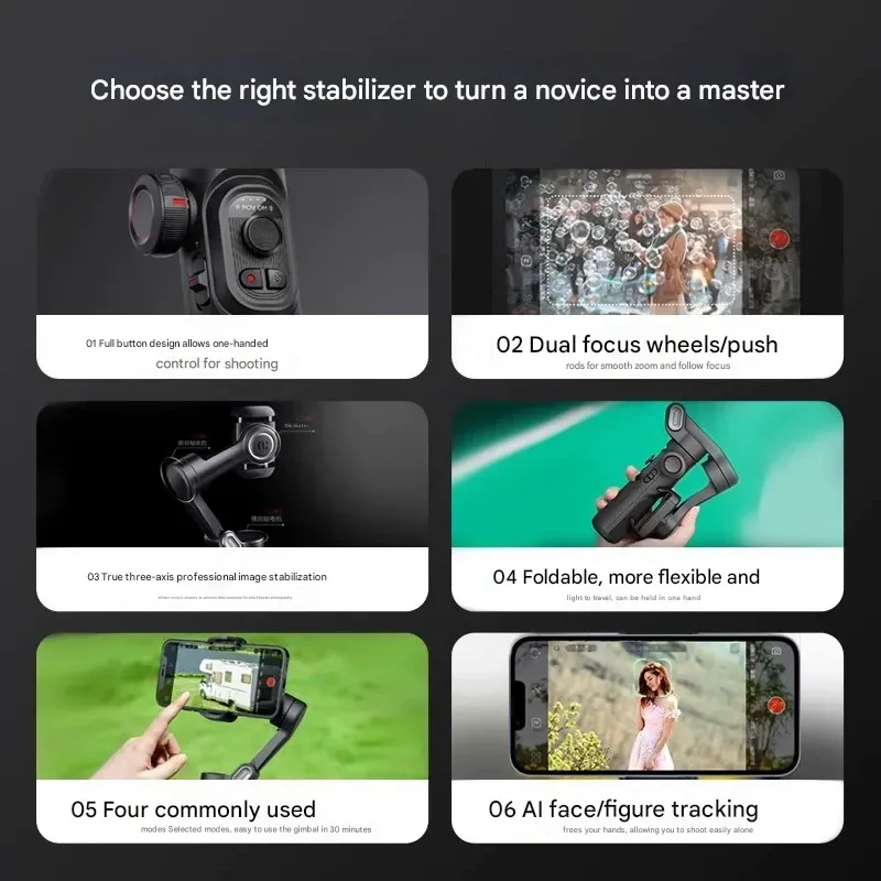 Aokran XE Smartphone Gimbal  3-Axis Hyper Stabilization+AI Tracking+Gesture Control+Portable Foldable Design  Your All-in-One VLOG Cloud Platform - Rock-Solid Stability