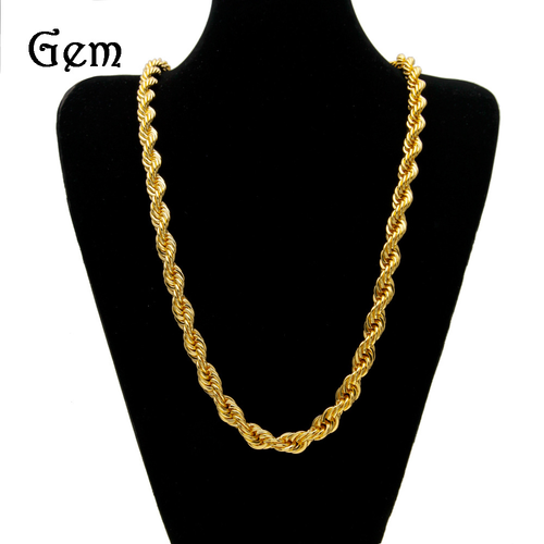Men's hip-hop gold-plated European and American necklace fashionable and high-end 1cm thick twist necklace twist rope chain