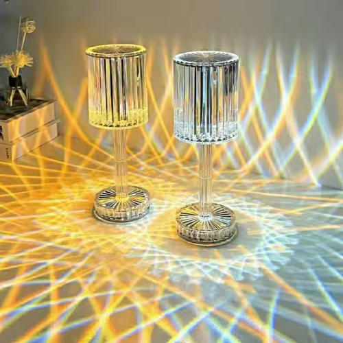 2025 New LED Crystal Table Lamp Touch Remote Control Acrylic Night Lamp Romantic Bar Atmosphere Lamp Rechargeable Changing Night Light. （delivery in 3 days）