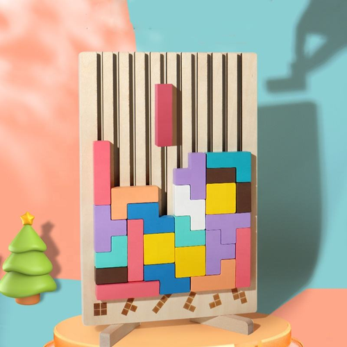 Educational Toy 3d Russia Puzzle Block Montessori Wooden Puzzle Macaroon Color Geometrical Shape Russia Jigsaw Puzzle Toys