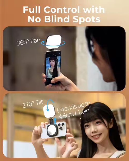Selfie Makeup Magnetic Phone Fill Light Mirror Video Photography YouTube Studio Use Adjustable Brightness Portable Lighting