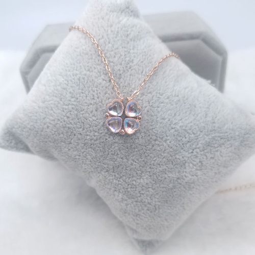 Personalized Creative Stainless Steel Necklace Colorful Four-leaf Clover Clavicle Chain Open and Close love Pendant Necklace