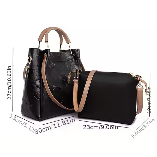 Fashion Elegant Flower Embossed Leather Handbag Women Ladies Classic All-Match PU Satchel Crossbody Shoulder Bag