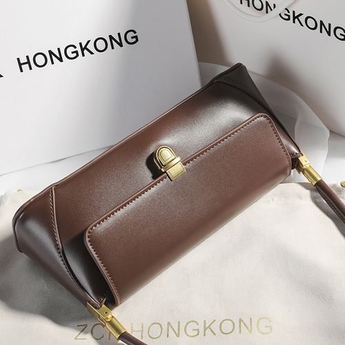 Luxury Ladies Designer Brown Genuine Leather Tote Handbag Minimalist Fashion Casual Shoulder Bag with Custom Logo for Daily Use