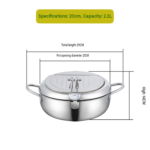 Promotional Modern Japanese French Fries Tempura Deep Fryer Pot Stainless Steel 304 Cookware Set with Lid and Double Handles