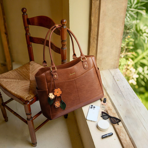 Large Laptop Tote Bag for Women Work Waterproof PU Leather Business Briefcase Office Computer Handbag Purse
