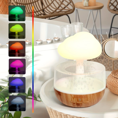 2025New Rain Drop Meditation air Humidifier 7 Color Changing LED Lights With Rain Drop Sound Help Relax Rain Drop Cloud Humidifier