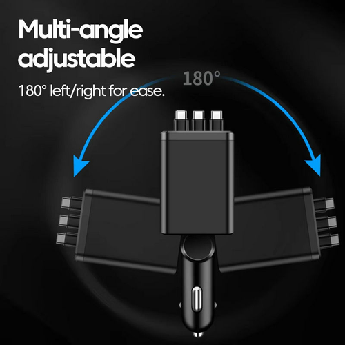 Smaller 7 in 1 Car Charger with Three RetractableType C Cables 120W Fast Retractable USB C Car Charger for iPhone 16 15 14