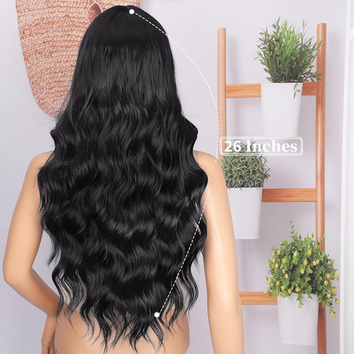 European Style Women's Lace Front Wig - Middle Part, Highlighted Long Curly Synthetic Hairpiece