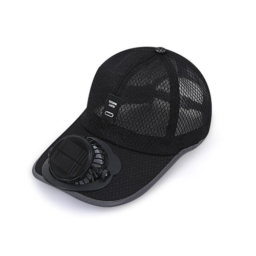Customizable Eco-Friendly OEM Solar USB Fan Cap-Sporty Unisex Summer Ventilated Mesh Sun Hat Portable Cooling for Outdoor Sports