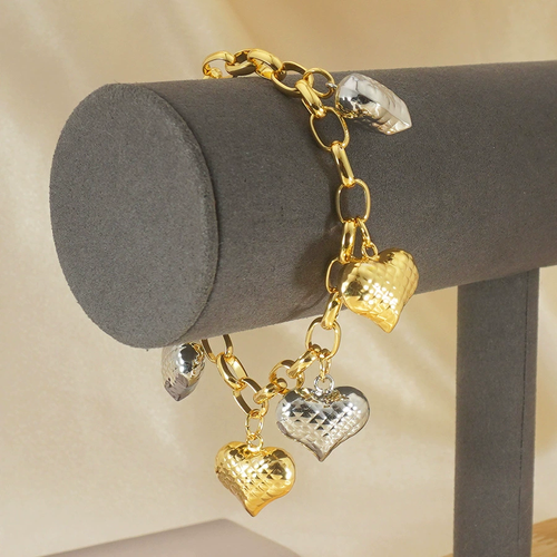 24K Gold & White K Malaysia Internet Celebrity's Hot Peach Heart Bracelet Cross-Border Light Luxury Chain Link Fashion Bracelets