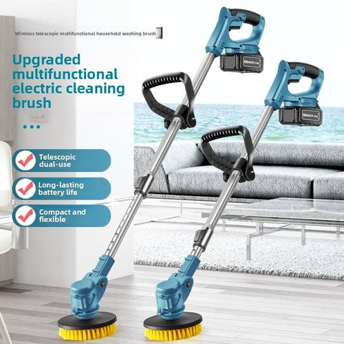 6-in-1 Extendable Electric Cleaning Brush DIY Grade Bathroom Courtyard Sweeper Polishing Snow and Leaf Sweeping Tool