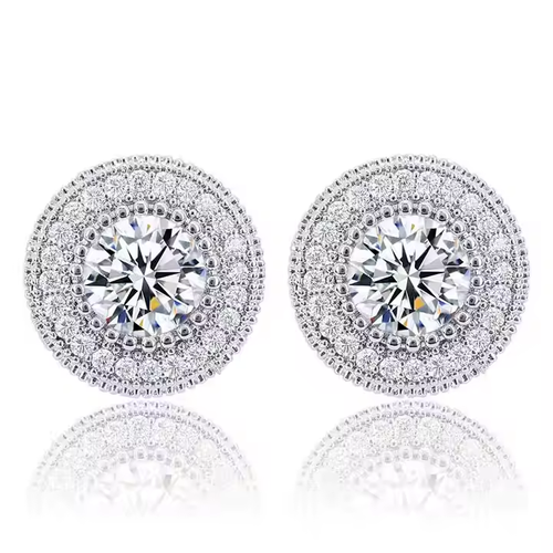 XY 925 Sterling Silver VVS Moissanite Diamond Earrings Trendy Hiphop Style with Rose Gold Finish