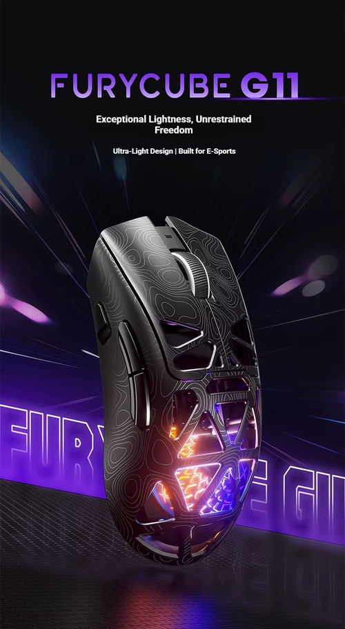 FURYCUBE G11 Wireless Gaming Mouse Tri Mode BT 2.4G PAW3311 Lightweight 29 Hole Hollow Design RGB Lighting For PC Gamers