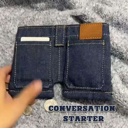 MEIYIN Mini Jeans Wallet Foldable Shaped Coin Purse Card Holder Fashionable Modern Gift for Boyfriend and Dad