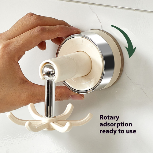 Rotating Plastic Kitchen Suction Cup Wall Mounted Hook Detachable Spoon Spatula Cookware Storage Eco-Friendly（Set of 4）