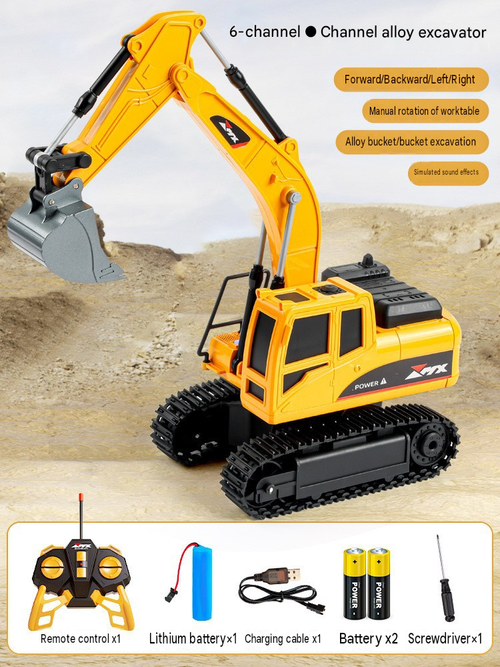 Alloy Remote Control Excavator Toy for Kids, Rechargeable Electric Engineering Vehicle, Outdoor RC Digger Car for Boys