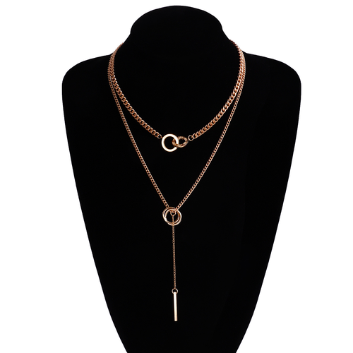Trendy Double-Layered Choker Necklace for Women Cool Jewelry with Adjustable Link Chain Sweater Chain