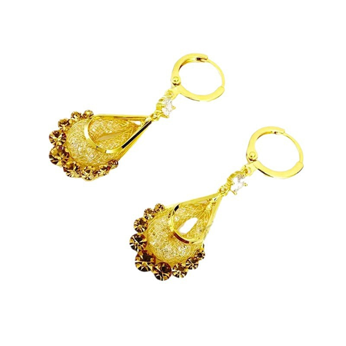 Diamond-set Double Layer Water Drop Net Yarn Zircon Ear Light Luxury High Sense Atmosphere Earrings Delicate Fashion New Women