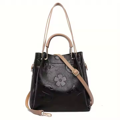 Fashion Elegant Flower Embossed Leather Handbag Women Ladies Classic All-Match PU Satchel Crossbody Shoulder Bag