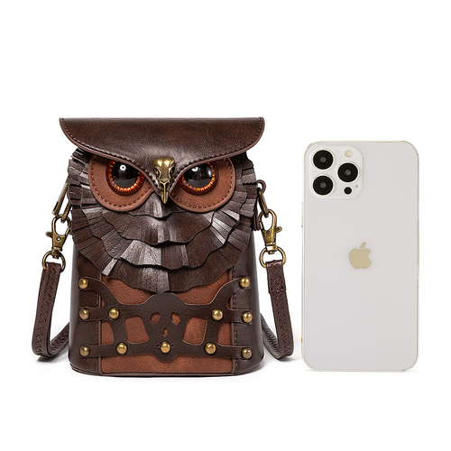 Latest Design Creative Vintage PU Owl Shoulder Bag Medieval Steampunk Ladies Crossbody Waist Bag