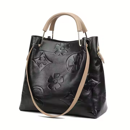 Fashion Elegant Flower Embossed Leather Handbag Women Ladies Classic All-Match PU Satchel Crossbody Shoulder Bag