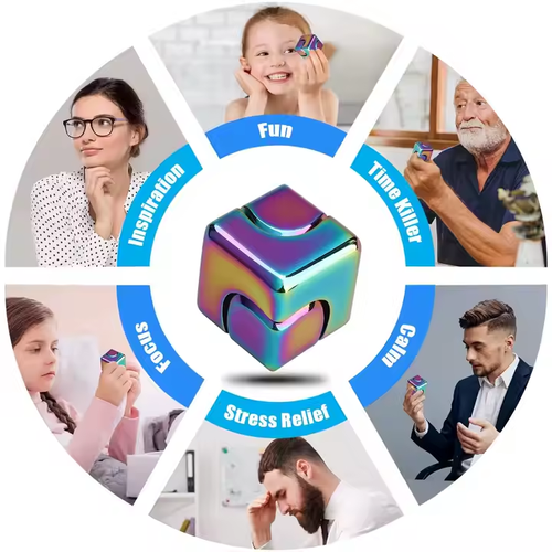 Fidget Spinner Metal Magic Cubes Fingertip Toys Desktop Square Spinning Tops Children Gyro Adults Stress Relief Gifts for Kids