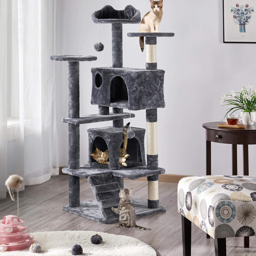 2026New Arrival Interesting Multi-level Cat Climbing Tower Wood Cat Scratcher Tree for Cat Playing and Rest