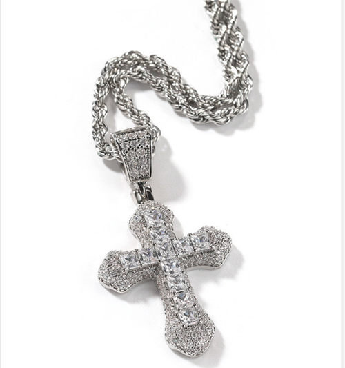 High Quality Hip-hop Cross Necklace for Men and Women Light Luxury Micro Paved Zircon Cross Pendant Necklace Wholesale