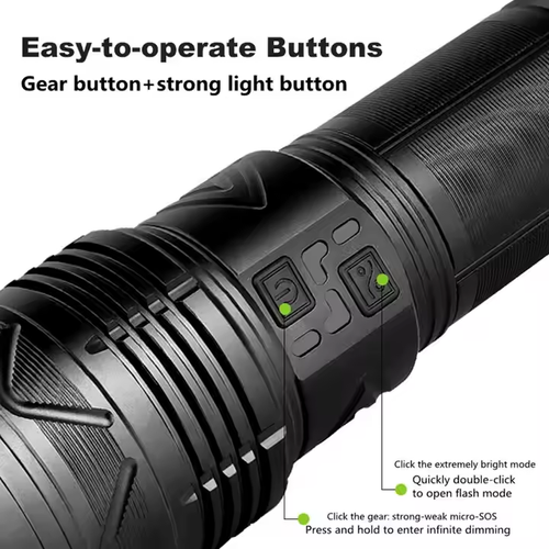 Outdoor Power Display High Power 100W Super Bright Spotlight Long Range Zoomable Emergency Led Flashlight