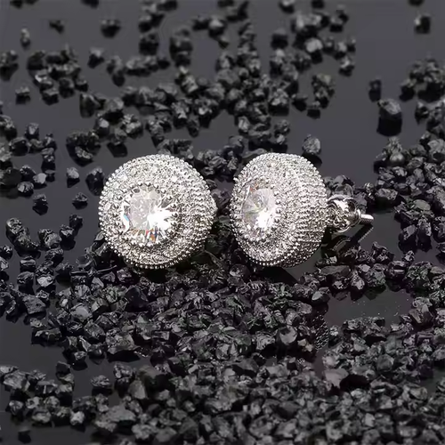 XY 925 Sterling Silver VVS Moissanite Diamond Earrings Trendy Hiphop Style with Rose Gold Finish