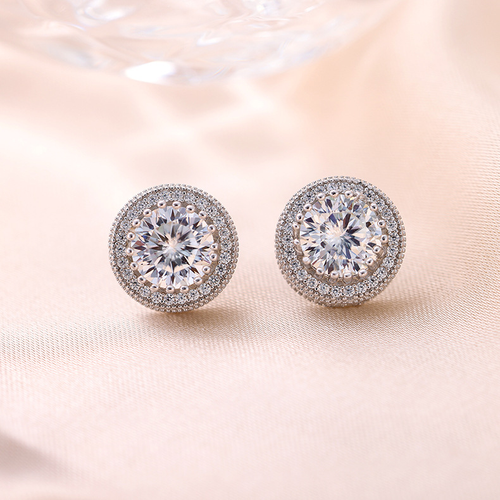XY 925 Sterling Silver VVS Moissanite Diamond Earrings Trendy Hiphop Style with Rose Gold Finish