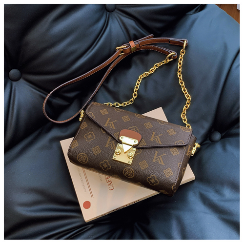 2025Hot Seller Women's Fashionable Geometric Print Pattern Polyester-Lined Messenger Bag with Chain Decoration Square Bag